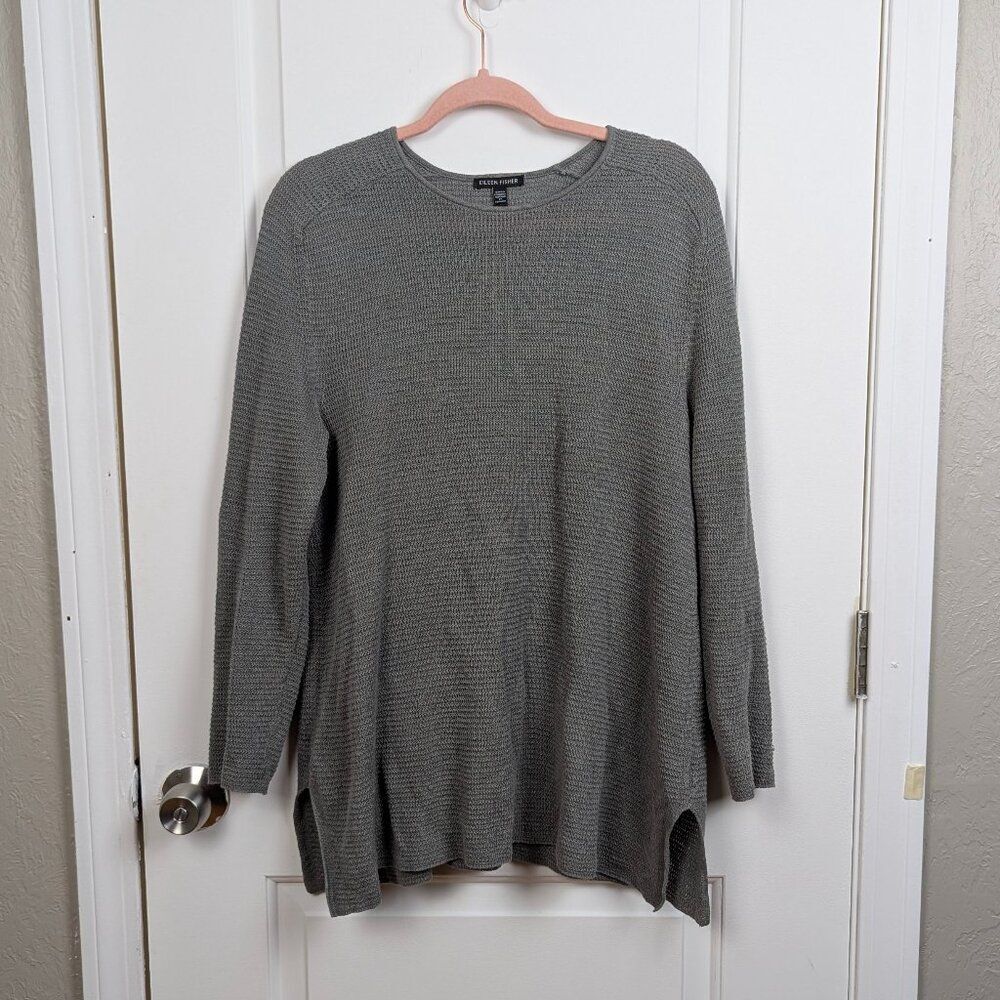 Eileen Fisher | Gray Textured Knit Sweater Tunic Size Small